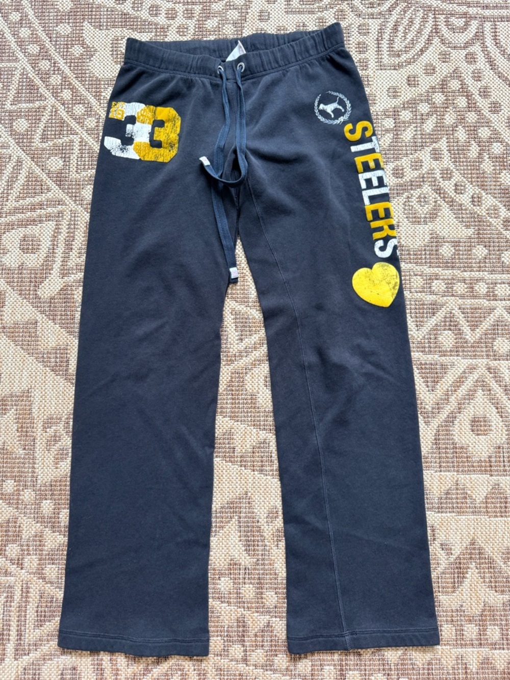 Victorias Secret PINK Y2K Pittsburgh Steelers Sweatpants Women Black Wide Leg XS